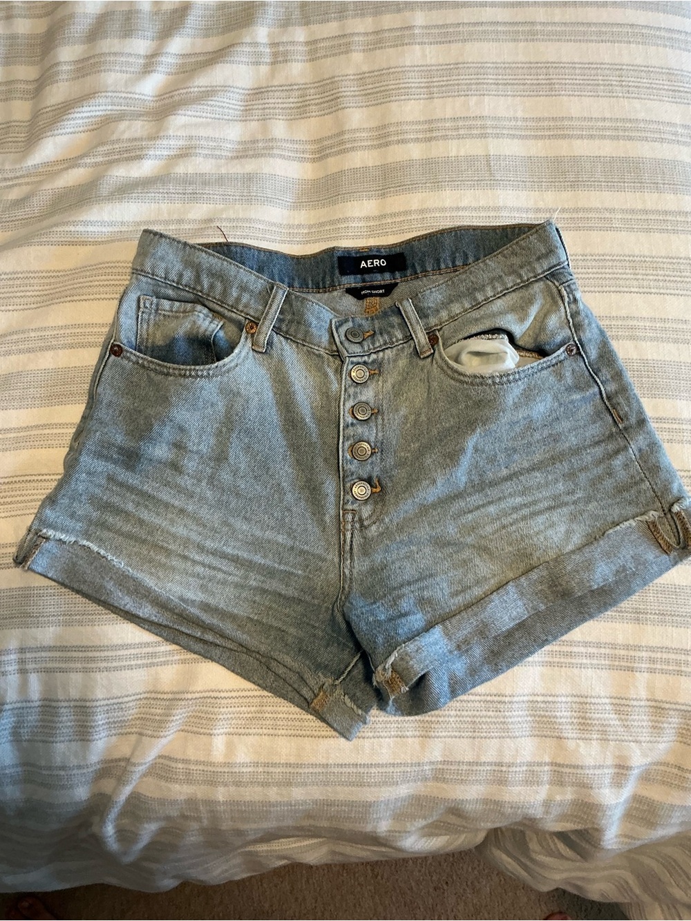 Aeropostale Light Blue Button-Fly Denim Shorts